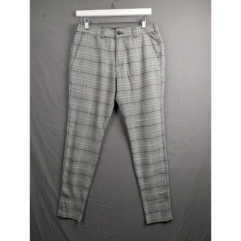 Hollister Mens Gray Plaid Super Skinny Chino Pants W30 L30 Epic Flex